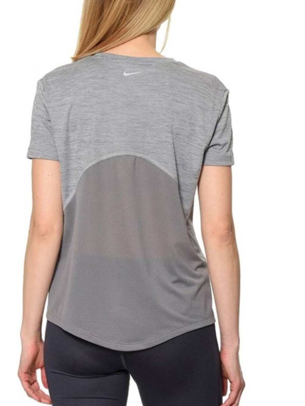 Nike Dri-FIT Miler SS Short Sleeve Running Shirt with Mesh Panels— Light Gray
